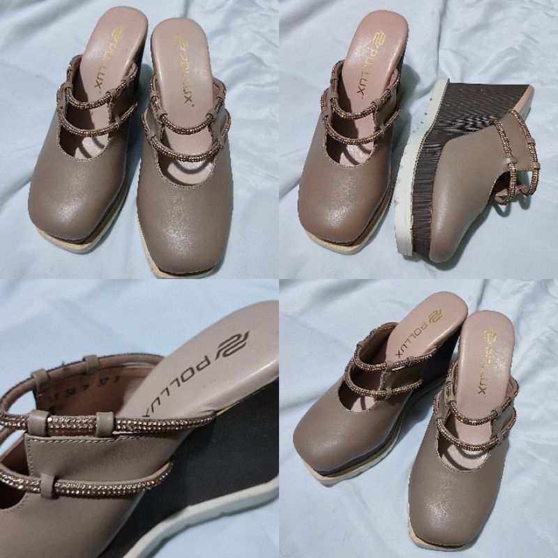 Preloved Wedges Sandal Selop Pollux Cream Size 37