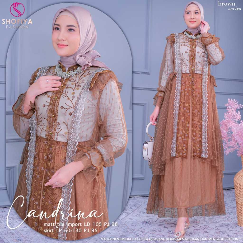 [LD 105] CANDRINA SET OUTER TILE DRESS GAMIS PESTA ORI BY SHOFIYA  GAMIS PESTA TERBARU ORIGINAL SHOF