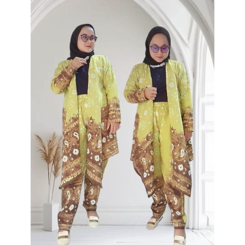 SetCelana Cadigan Titik 7 Jumputan Handmade