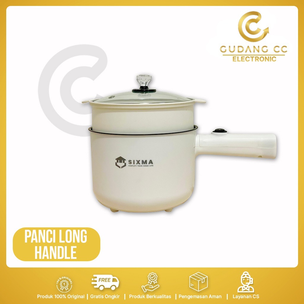 (GCC-ELC) Panci Listrik Long Handle Multifungsi 2in1 / Kukusan Kapasitas 1.8 Liter Sixma SS-6507
