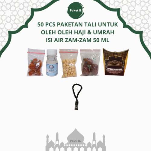 

paketan hemat tasbih tali untuk oleh oleh haji dan umroh 50 pcs (isi air zamzam 50 ml)