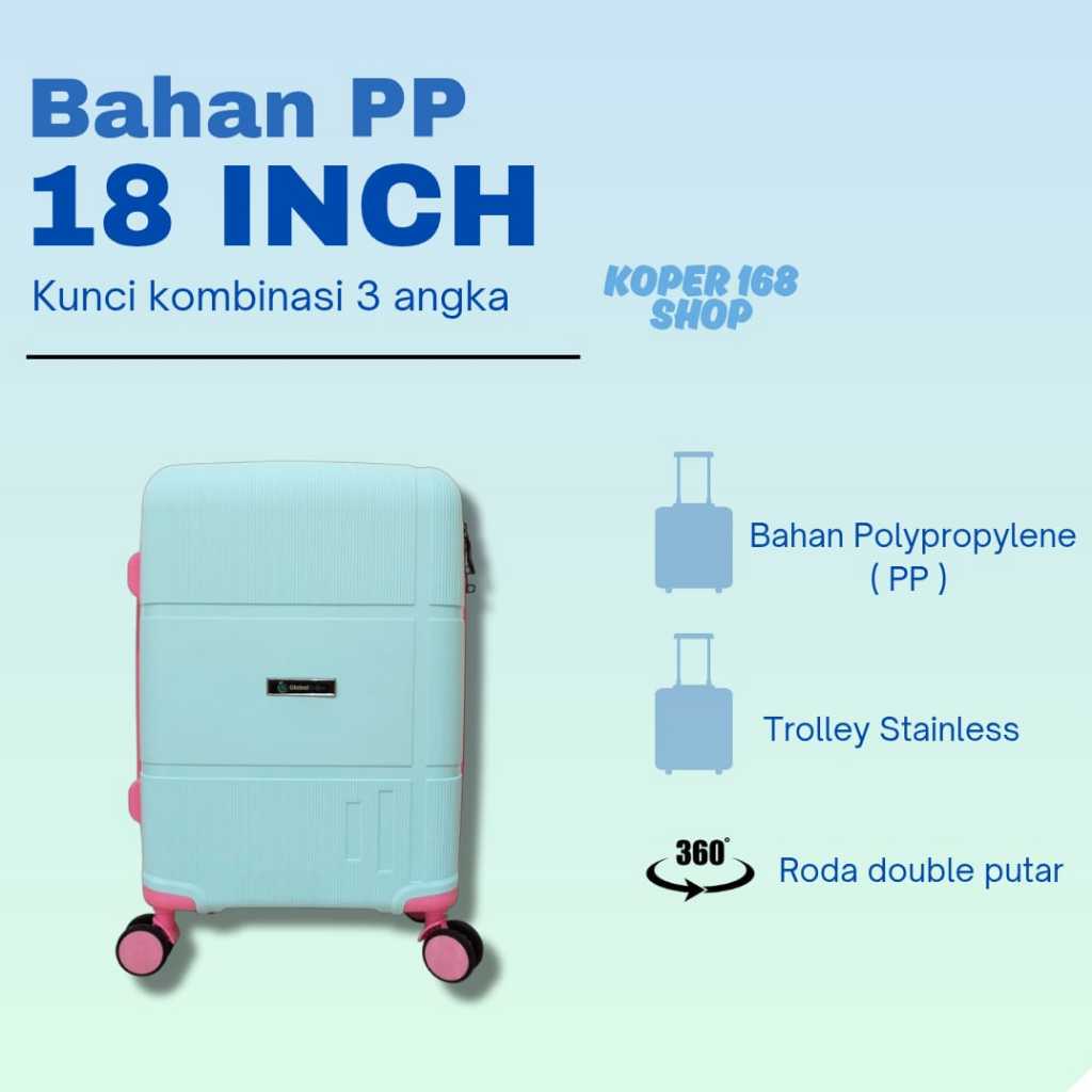001 KOPER 18 INCH / KOPER KABIN BAHAN PP ANTI PECAH / KOPER TAHAN GUNCANGAN / KOPER 18 INCH