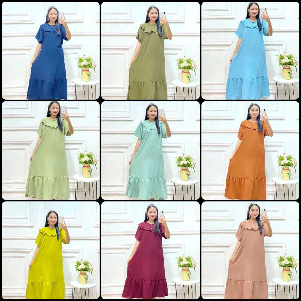 Nabilla_batik - Daster Rampel Susun Polos, Daster Crinkle