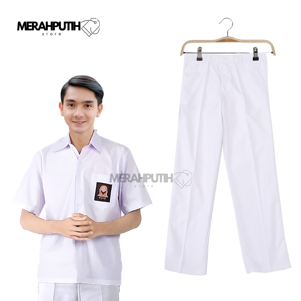 MerahPutih Store Seragam Sekolah SMA Celana Panjang Putih Seragam sekolah Celana SMA Putih Laki Laki