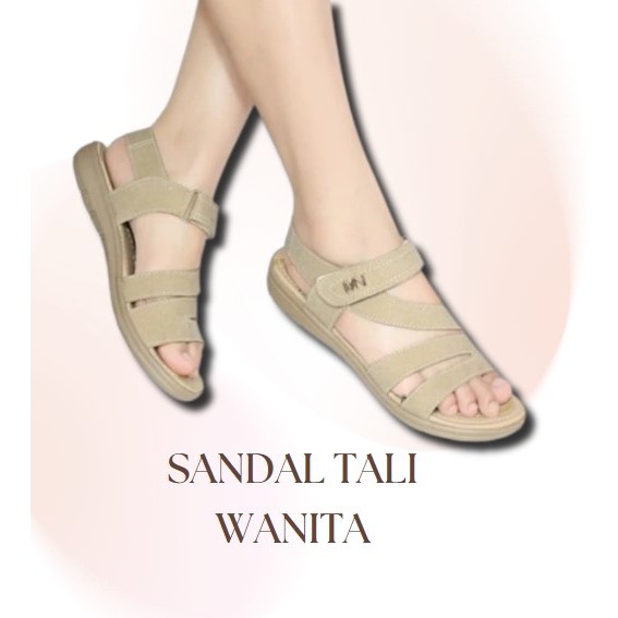 Sandal Wanita Model Tali Karet Sandal Flat Teplek