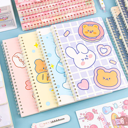 

*NOTE BOOK BUKU TULIS DIARY CATATAN BERGARIS RING KAWAT SPIRAL UKURAN A5 ISI 60 LEMBAR MOTIF