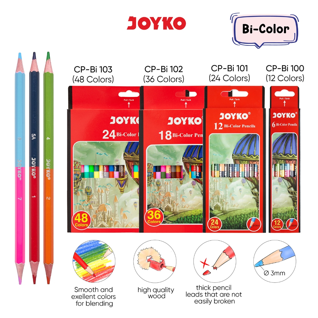 

JOYKO Pensil Warna Bi-Color Pencils Duo Color 2 Warna Per Pensil