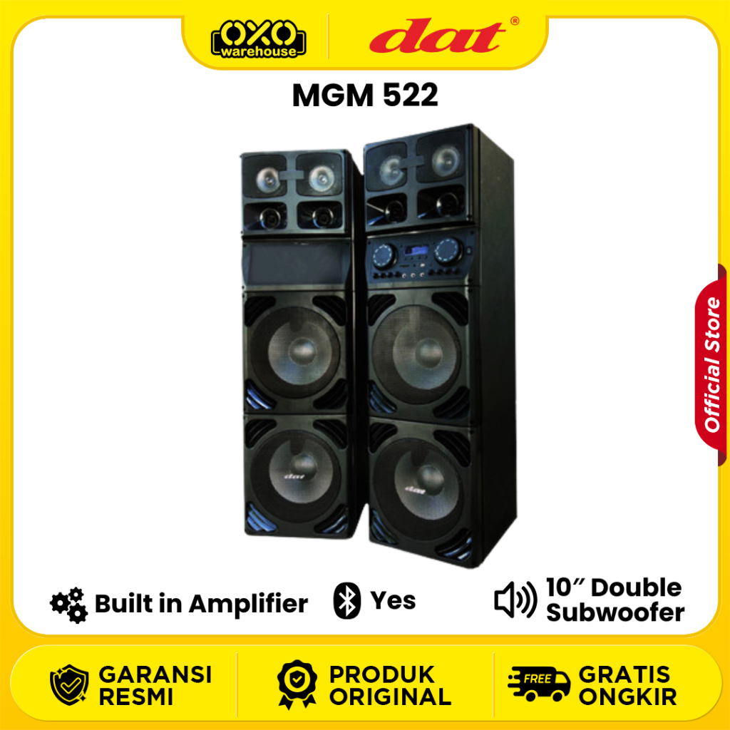 DAT Speaker Aktif MGM 522 Sepasang 10 INCH Double Subwoofer Bluetooth Garansi Resmi