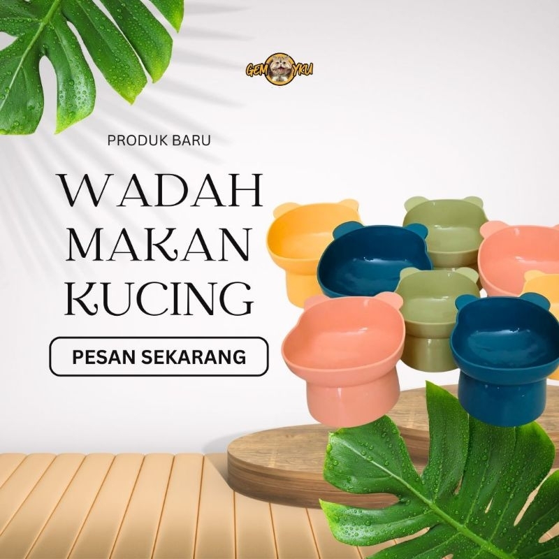 WADAH MAKAN KUCING LUCU IMUT | TEMPAT MAKAN KUCING GEMOY MOTIF KUCING