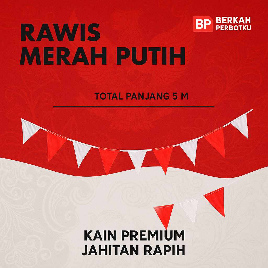 Bendera Segitiga Rawis Merah Putih 5 Meter – Dekorasi 17 Agustus / HUT RI