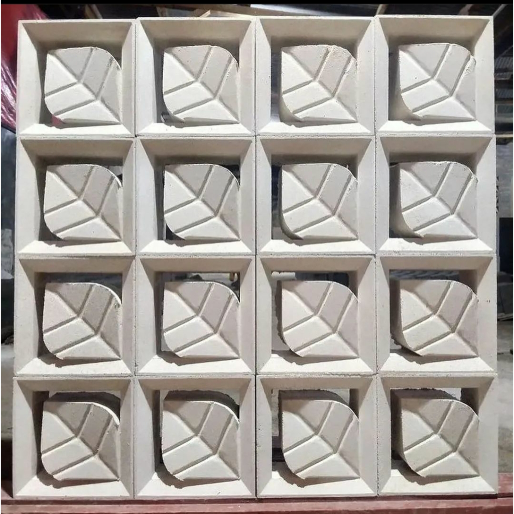 Roster Beton  / Roster Beton Modern / Roster Beton Putih Motif Putih Daun