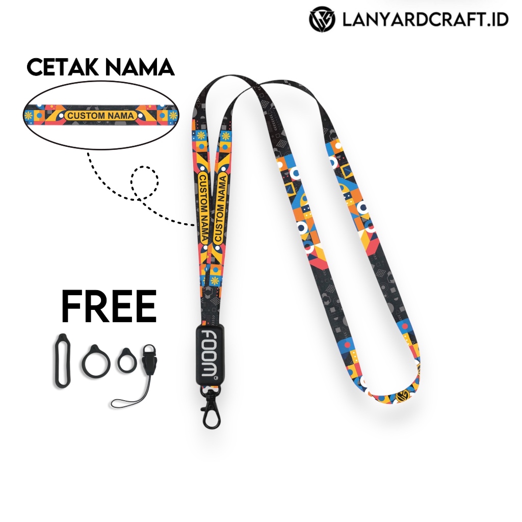 

Lanyard Custom Nama Geo Abstract Series V1 1cm Various Type Gantungan Tali Lanyard Universal