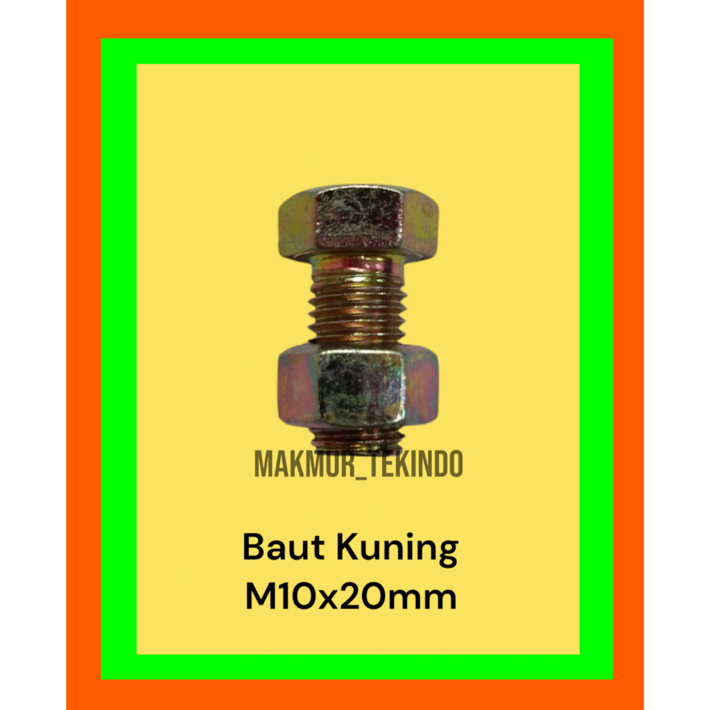 Baut Kuning M10x20mm (2cm)#Baut Hexagon M10x20mm (kunci 14)