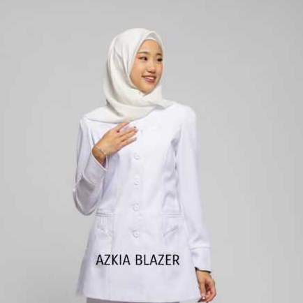 Azkia blazer wanita baju kerja wanita putih list hitam terbaru polyester premium stretch import
