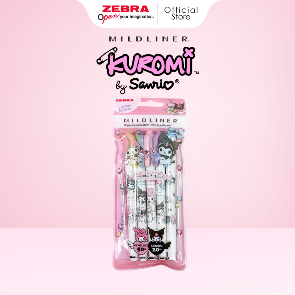 

ZEBRA Mildliner Double Side Highlighter My Melody Kuromi Sanrio 50th Anniversary series Limited Edition Water Based Marker Spidol Warna - ISI 5 PCS