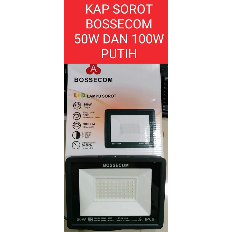 Kap Sorot Bossecom Putih 50W 100W