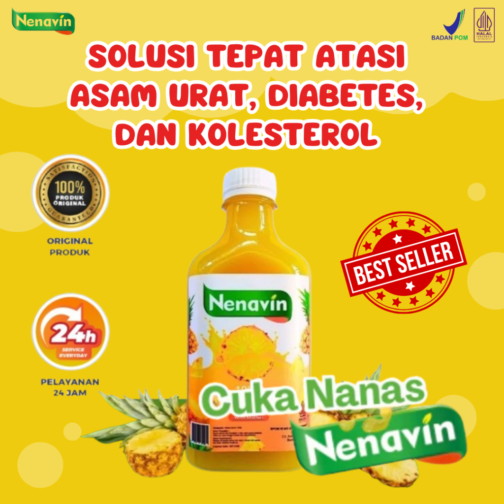 

NENAVIN Paket 1 Botol - Cuka Nanas Solusi Masalah Asam Urat Diabetes Kolesterol Gula Darah