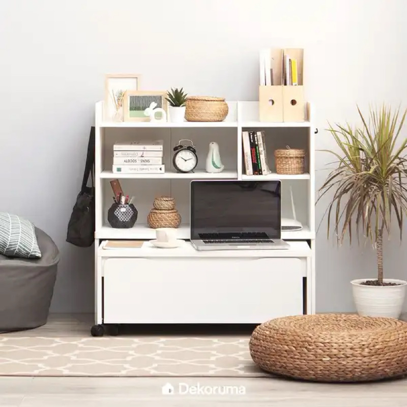 Heim Studio KIDO Set Meja dan Rak Putih Dekoruma Meja Kerja Meja Belajar IKEA AZKO furnitur rumah le