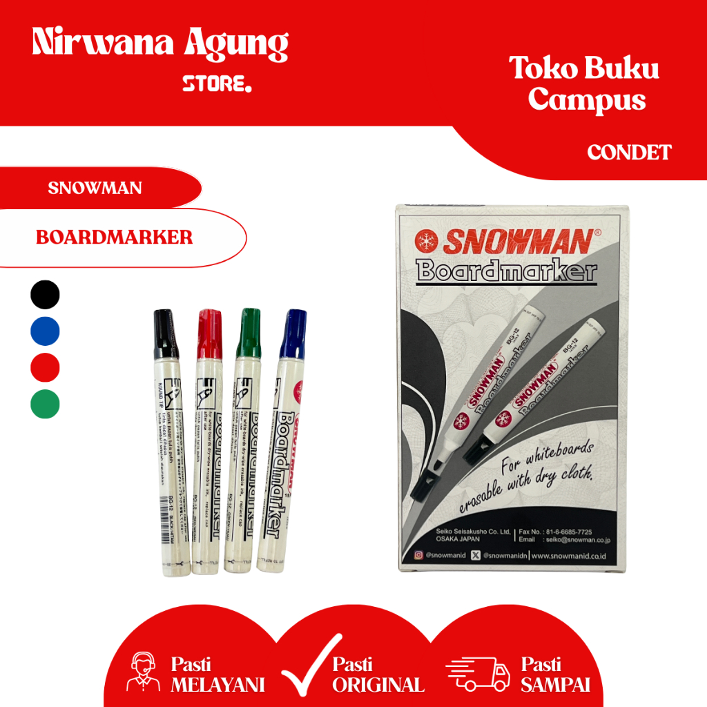 

[BOX]SNOWMAN Whiteboard marker / spidol Snowman whiteboard BG-12