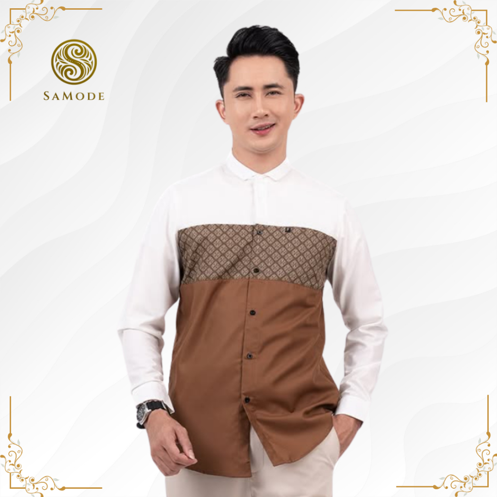 Fadkhera Kemeja Koko Dzafri White Brown
