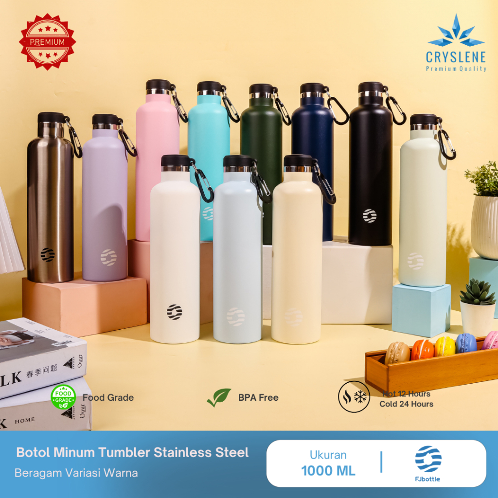 Botol Minum Tumbler Stainless Steel 1 Liter FJ Bottle By CRYSLENE