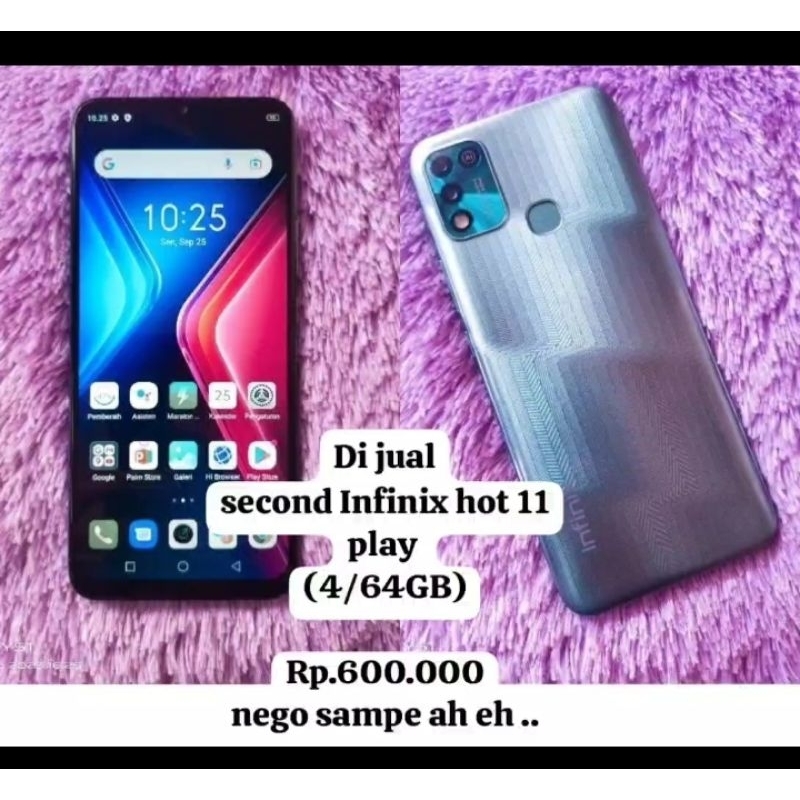 second batangan Infinix hot 11 play 4/64 gb