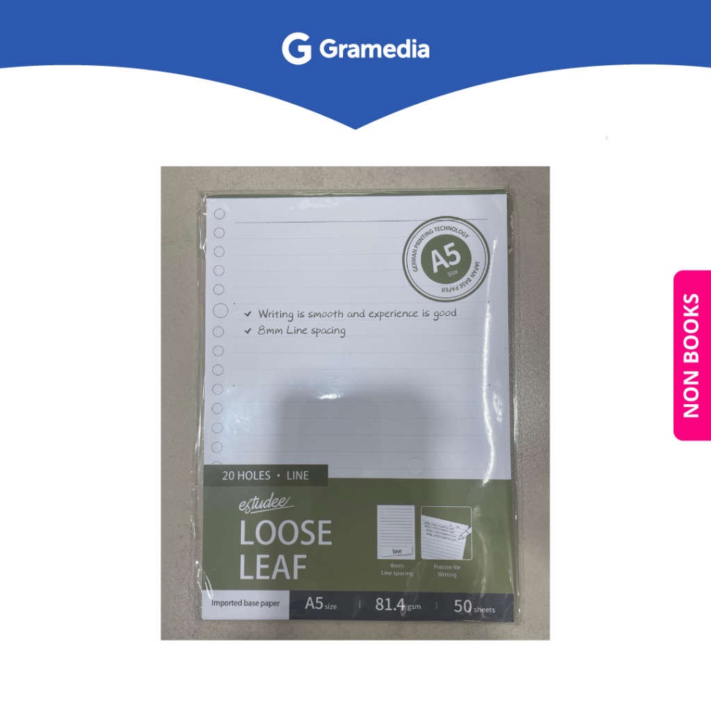 

Gramedia Depok - ESTUDEE LOOSE LEAF PREMIUM - LINE 8MM A5