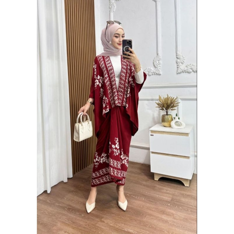 Set Outer Baju Kondangan Batik Cap Asli Pekalongan Bahan Rayon Super Grade A