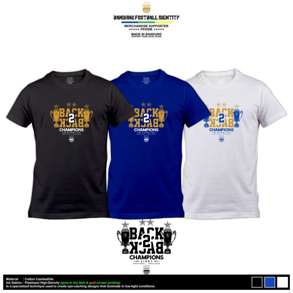 Kaos Official Persib Bandung Kaos Champions Persib Kaos Persib Back To Back Juara