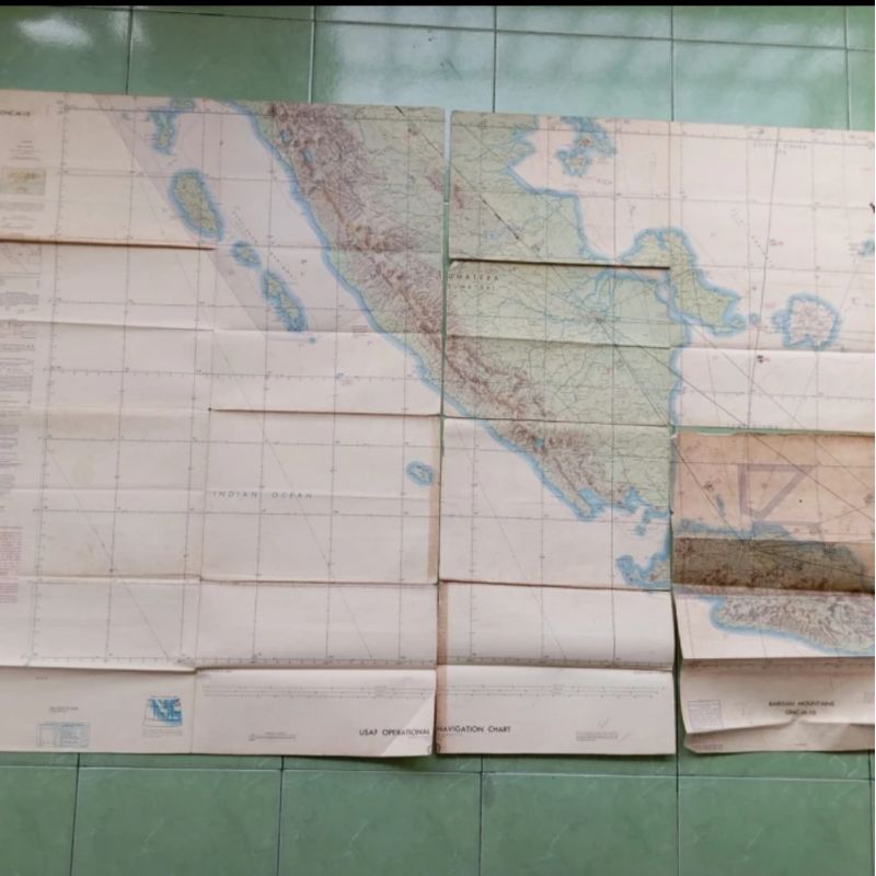 

peta USAF OPERATIONAL NAVIGATION CHART - BARISAN MOUNTAINS (ONC-M-10) jadul lawas lama