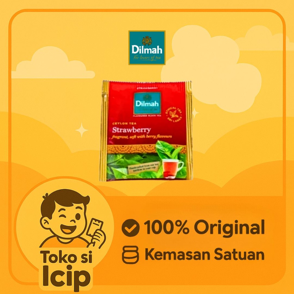

[Sachet] Dilmah Strawberry Ceylon Black Tea Teh Hitam Celup 2gr Eceran Original BPOM