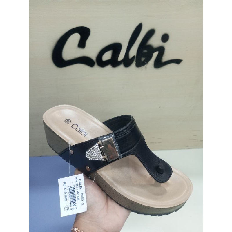 Sandal Wanita Wedges Calbi Original Artikel FJX 3531 Model Jepit Hak 5 CM Size 36-40