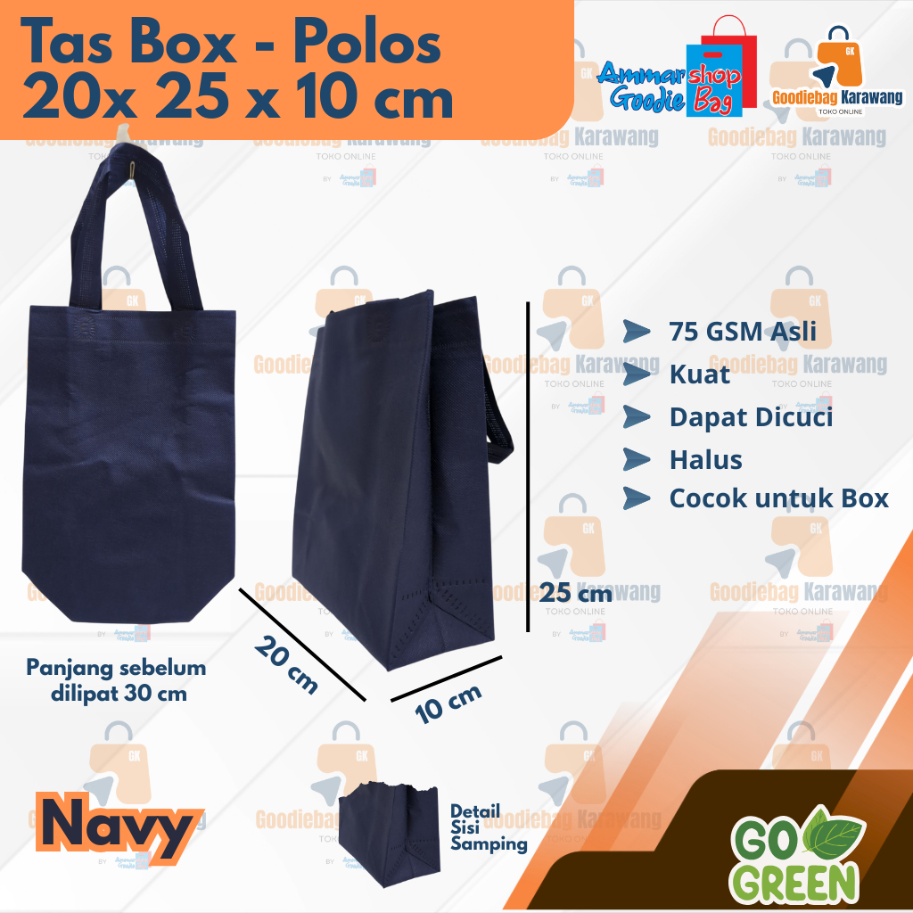 

(Satuan) Tas Goodiebag Box untuk Kotak 20x10 - Polos - Tas Box Dus Pres Tas Box Nasi Tas Box Hajatan Tas Box pengajian