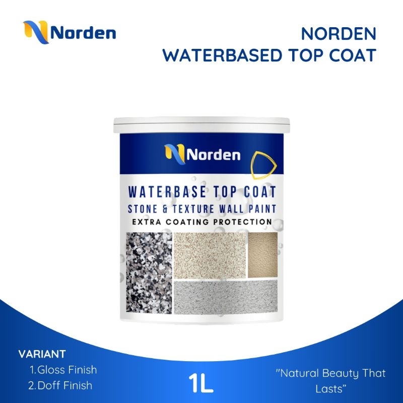 NORDEN Top Coat Waterbase 1Liter Pelapis Cat Tekstur dan Batu Alam Vernis