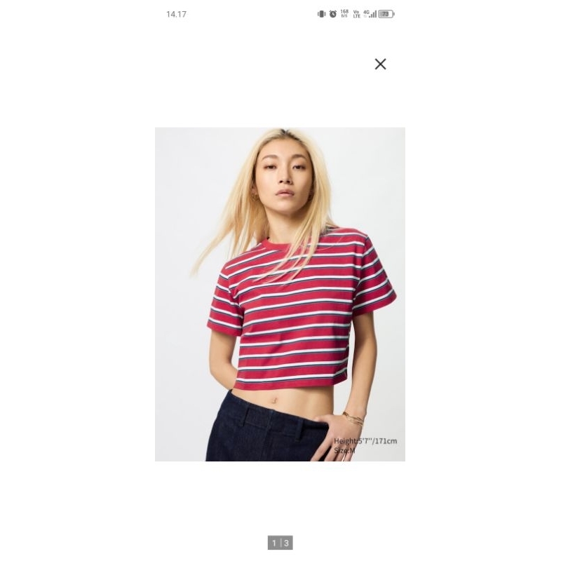 UNIQLO t-shirt crop garis original uniqlo ( crop top )
