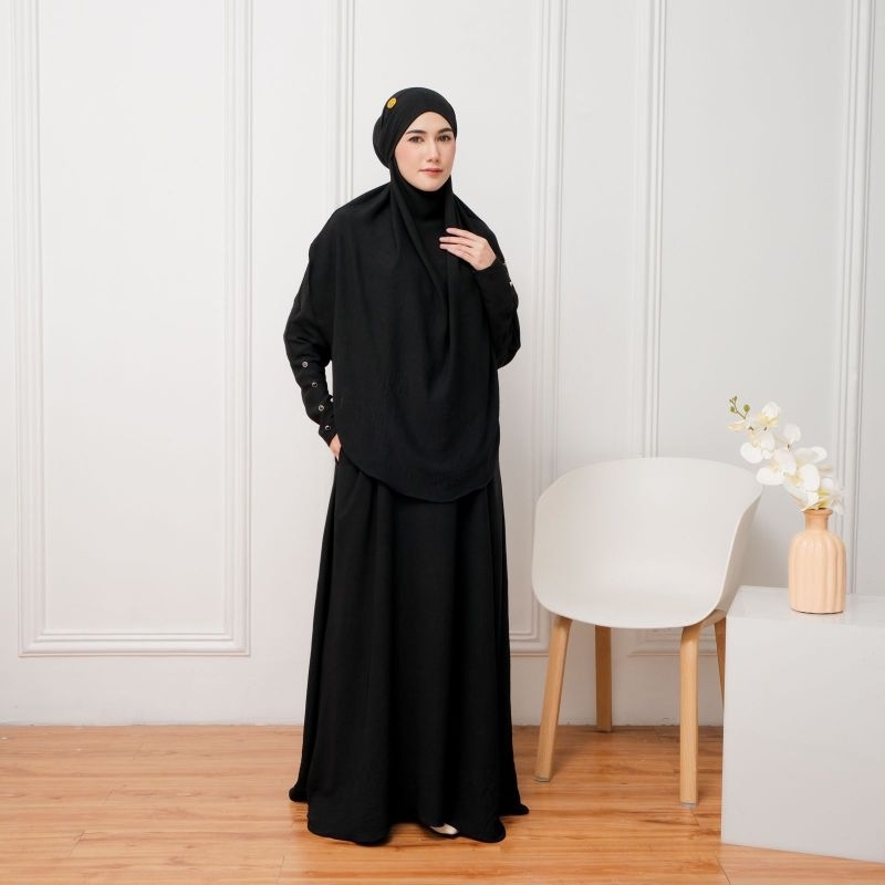 Qaisara Gamis Abaya Set Bahan Crinkle Premium