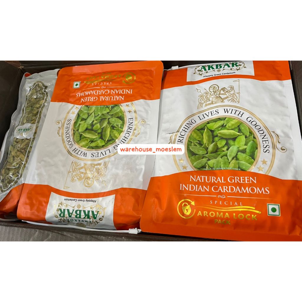 

KAPULAGA ARAB HIJAU AKBAR ASLI, NATURAL GREEN INDIAN CARDAMOMS, BUMBU REMPAH KEBULI