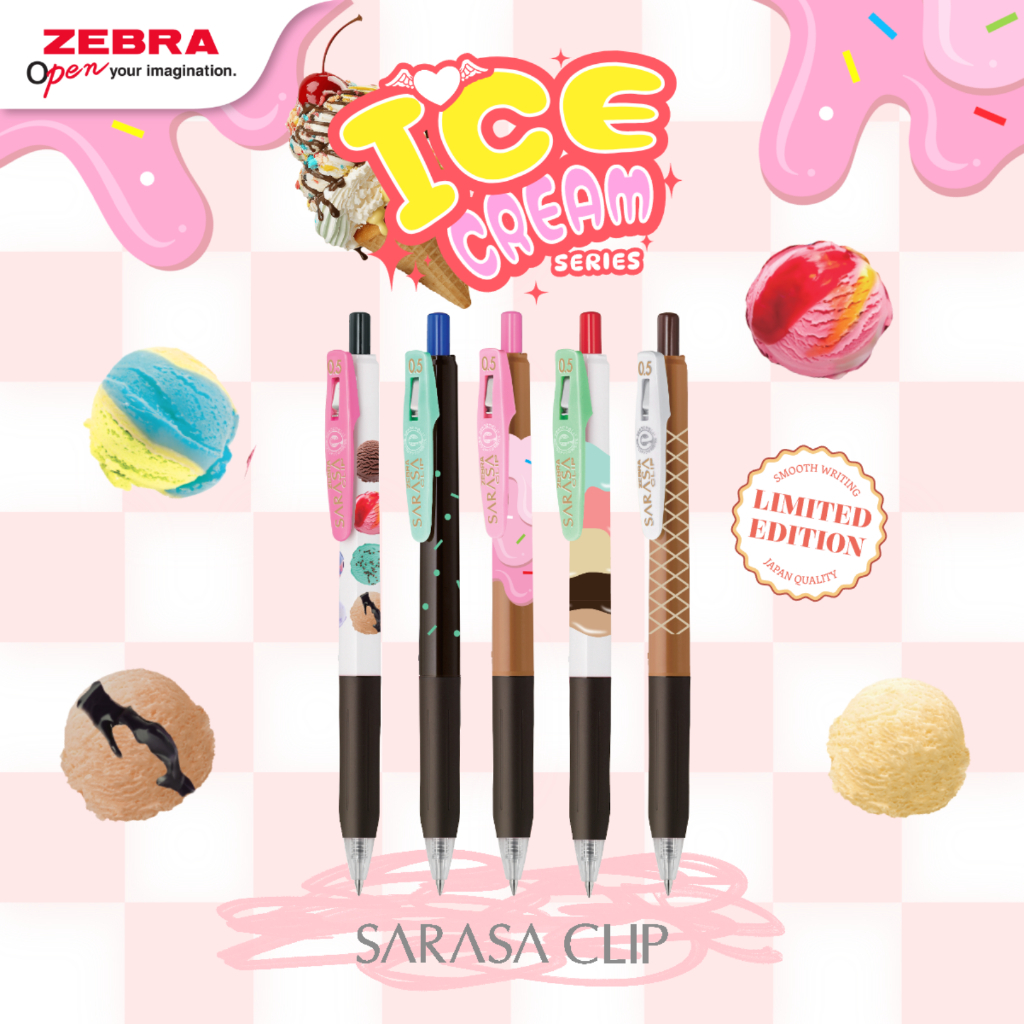 

Zebra Alat Tulis Pulpen Gel Sarasa 0.5mm Limited Edition Ice Cream Series - isi 5 pcs