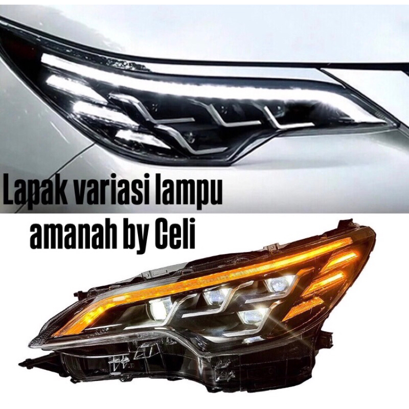 Sepasang Headlamp Fortuner Vrz Custom Drl Running Dan Angel Eyes Rgb