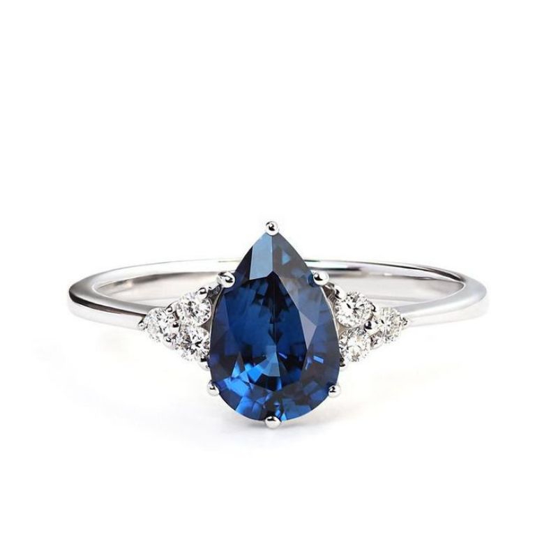 cincin emas wanita model permata zircone biru