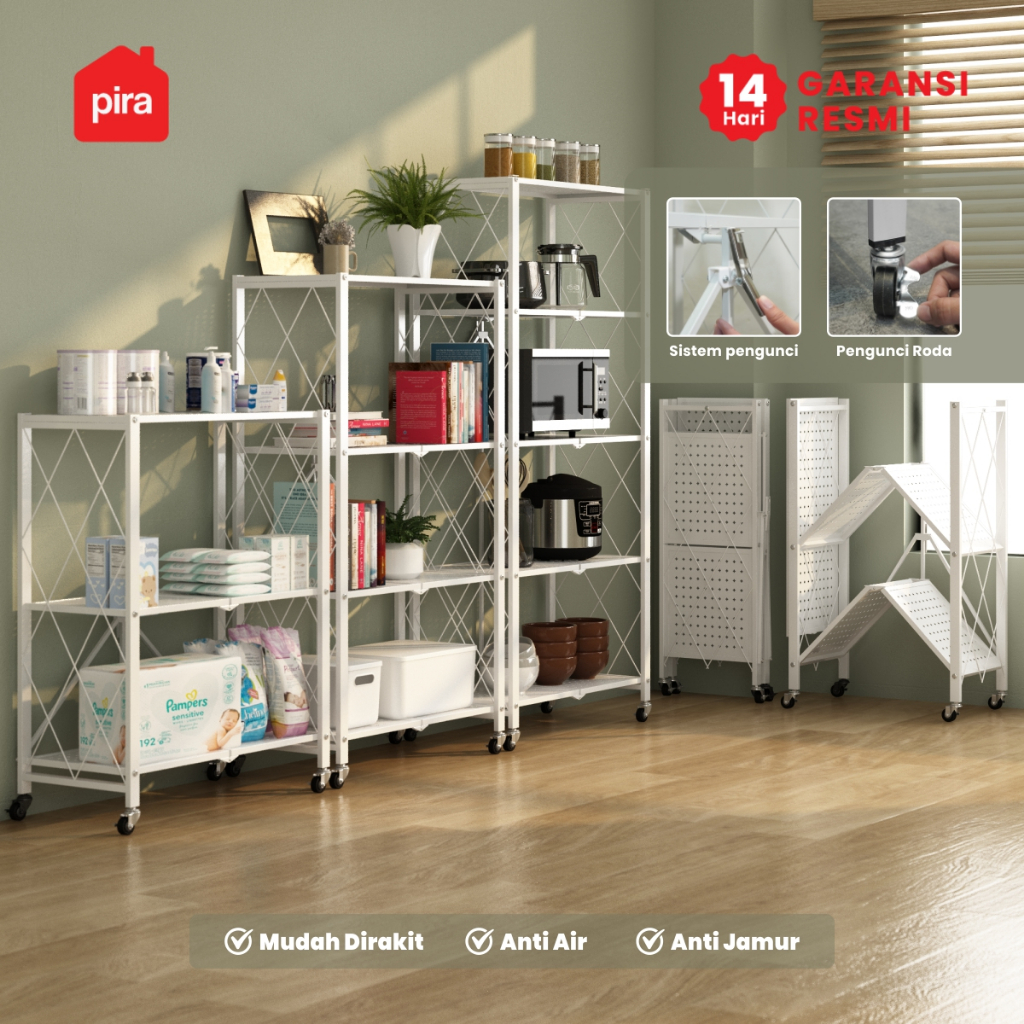 PIRA - FLATO AVA MSU Rak Dapur Lipat Serbaguna / Rak Besi 3 4 5 Susun