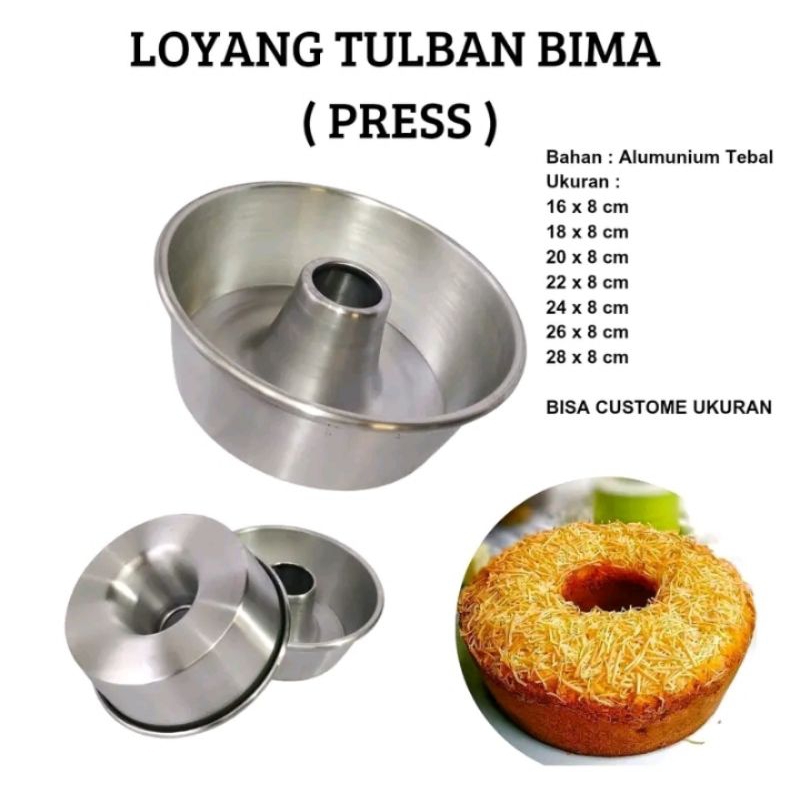 cetakan kue bolu / loyang kue tulban bima alumunium press tebal / cetakan baking pan / loyang bolu b