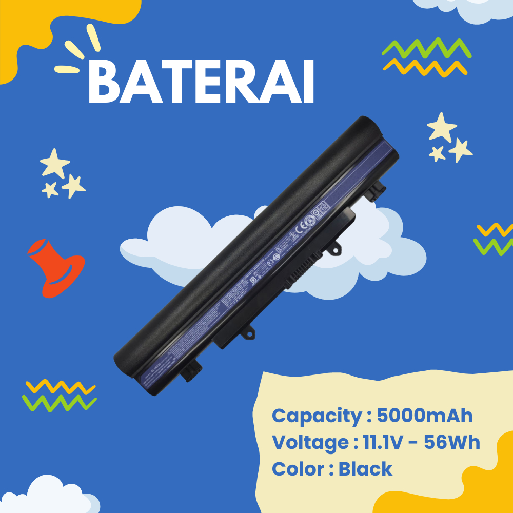 High Quality Baterai Laptop Acer E5-471 E5-471G E5-511 E5-511G Fat - GARANSI