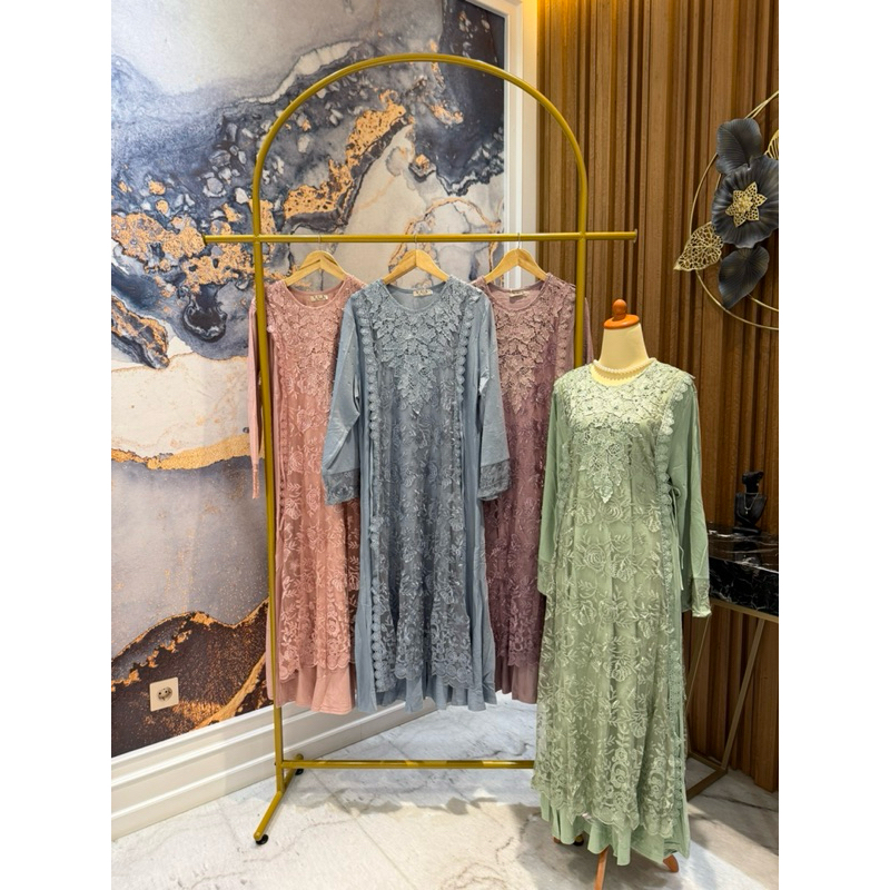 Gamis Brokat 8001 / Tali Samping / Gamis Jumbo / 7XL dan 8XL / Gamis Big Size / Tile Brokat / Gamis 