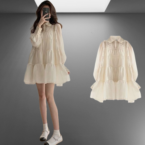 Tunik Mini Dress Rempel Susun Jumbo Oversize Mini Dress Lengan Panjang