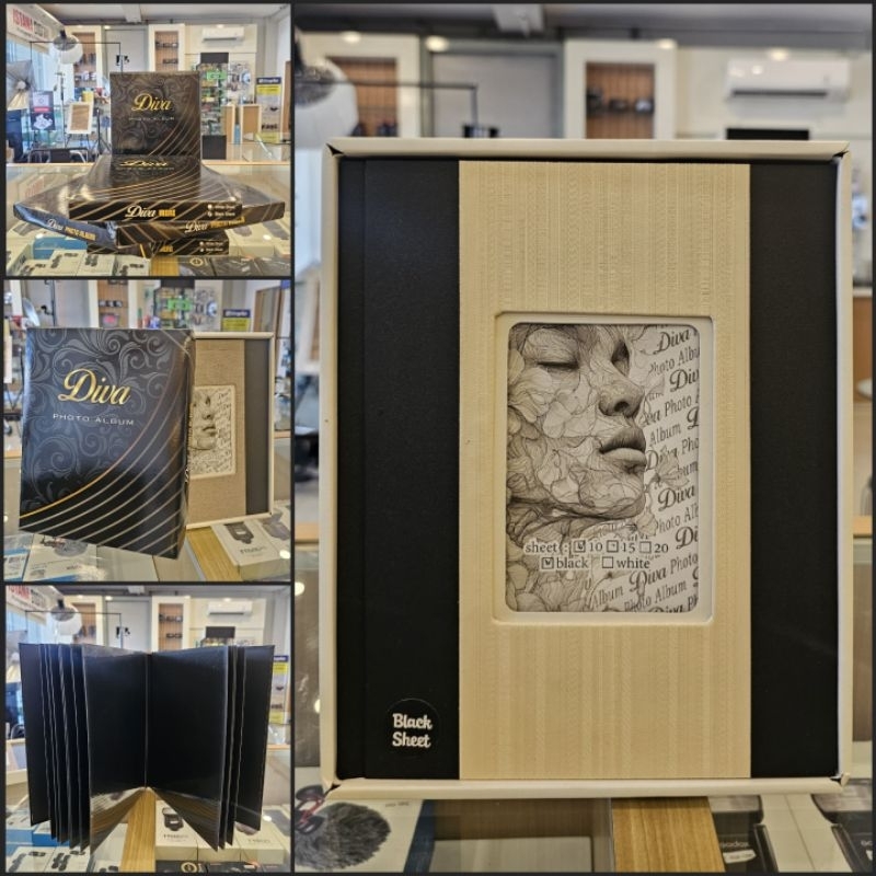 Album Foto 4R Double SHEET HITAM plus Box / Album 6R 10 Sheet muat 40 Photo