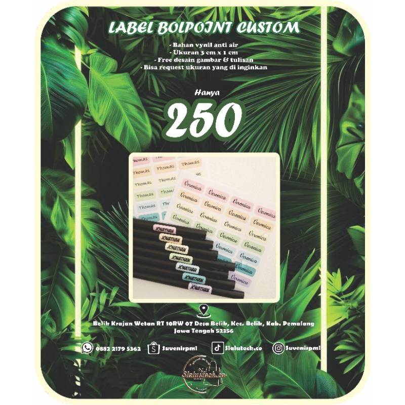 

LABEL BOLPOINT ATAU PENSIL CUSTOM