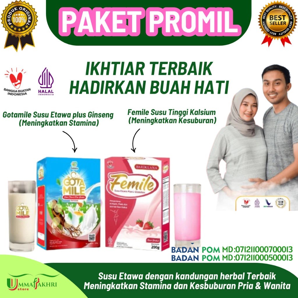 

FEMILLE DAN GOTAMILE Susu Etawa Promil kesuburan Pria dan Wanita 200g Enak dan Sehat