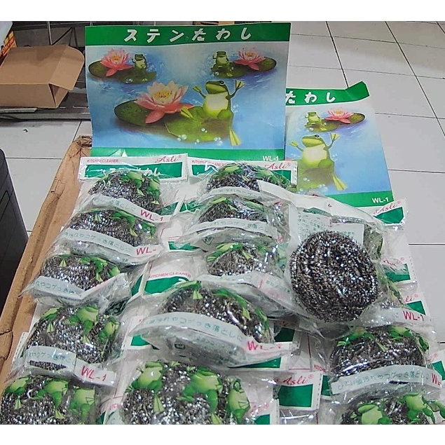 GOSOK PANCI STAINLESS KAWAT JUMBO MERK KODOK ANTI KARAT NYAMAN DIGENGGAM DAN TAHAN LAMA