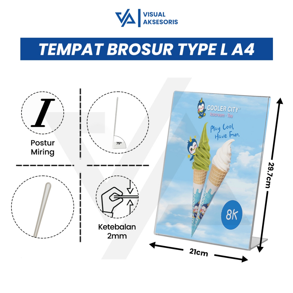 

Tempat Brosur Akrilik A4 Tebal 2mm | Tent Card Akrilik Display Meja | Standing Display Brosur Tipe L